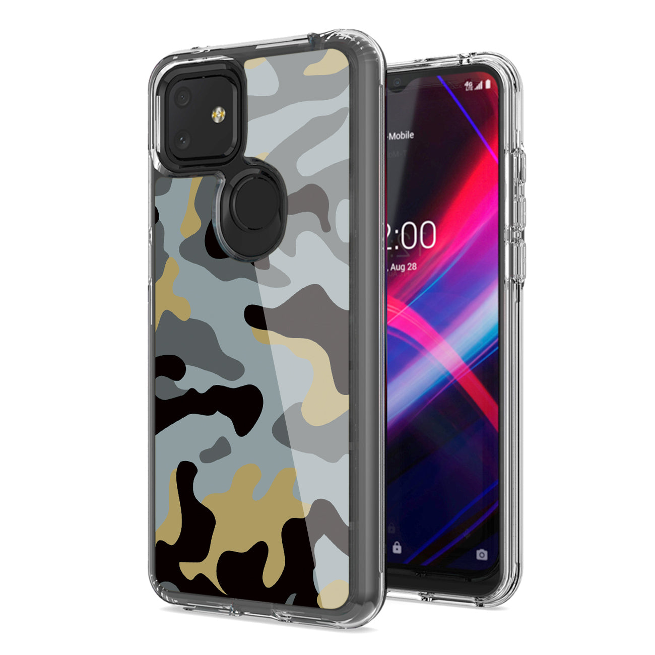 Camouflage Dual Layer Hybrid Hard Plastic and Soft TPU Rubber Case Cover for REVVL 4 PLUSE In Blue